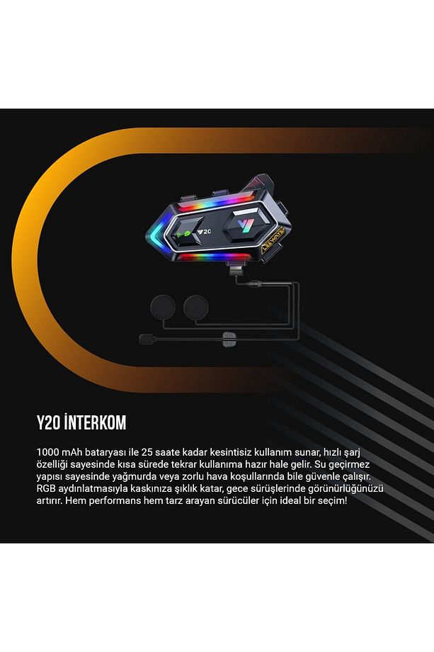 Y20 RGB Kask intercom Bluetooth Kulaklık Seti - 4