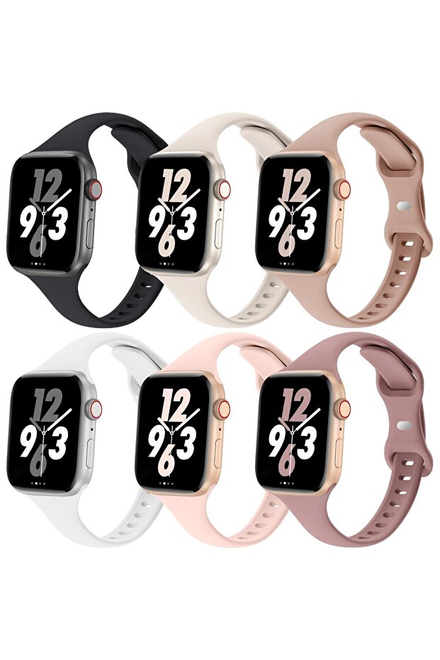 6 Pack Slim Thin Bands For Apple Watch 38mm 40mm 41mm -MultiColor1