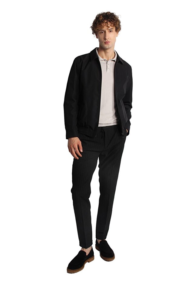 Men's Black Spring Coat - 3