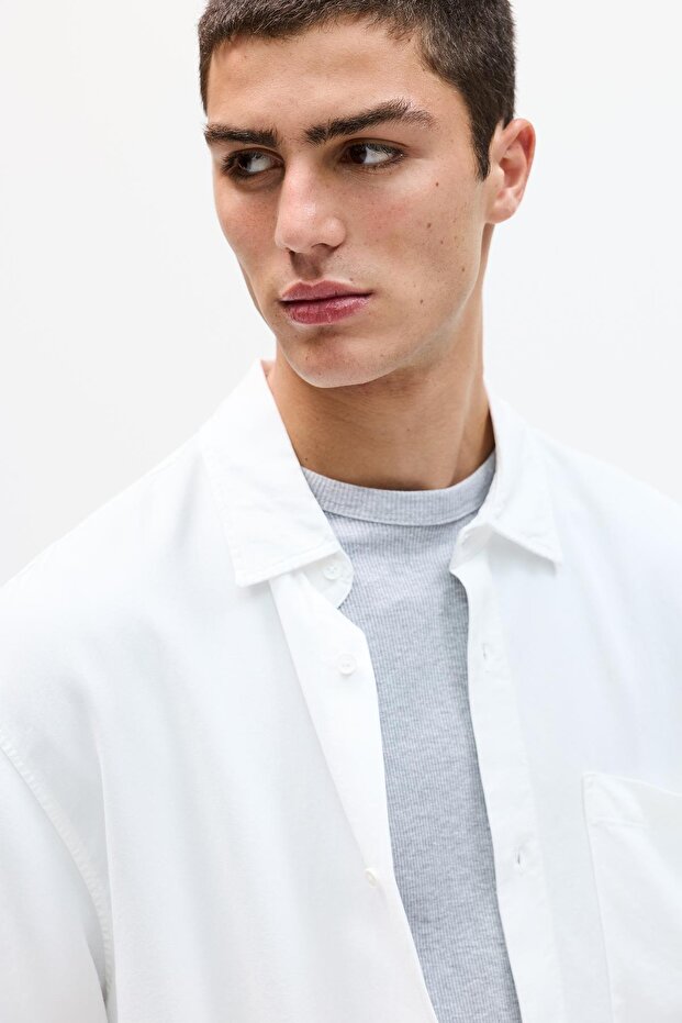 Dökümlü kısa kollu gömlek - 6