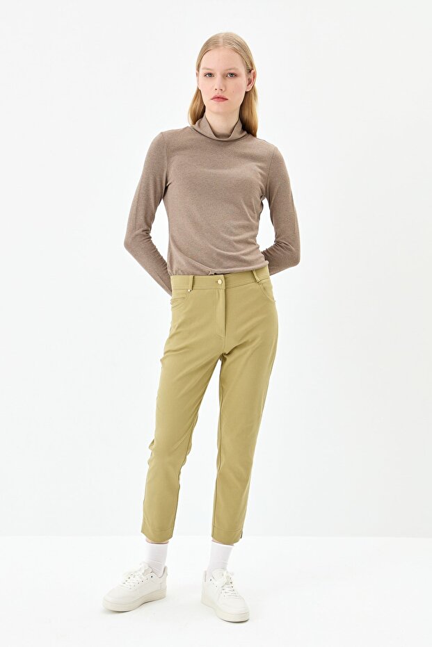 Dar Paça Kanvas Pantolon Olive - 3