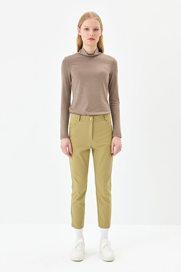 Dar Paça Kanvas Pantolon Olive - 1