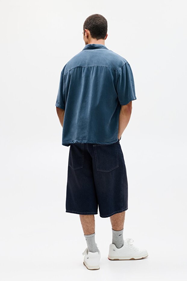 Dökümlü kısa kollu gömlek - 5