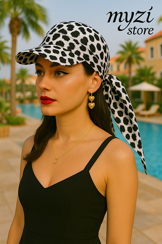 Women's Summer Cotton Patterned Safari Tie-Back Bandana Visor
