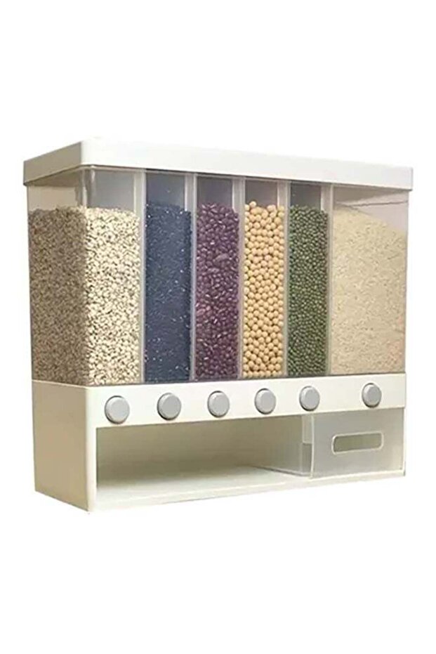 موزع حبوب 6 انقسامات باللون الأبيض - 1