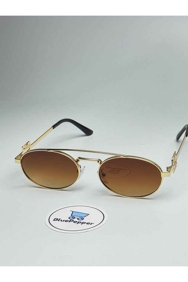 Miux V6 Coffee Sunglasses Oval Gold Frame 50-16-142 Ekartman