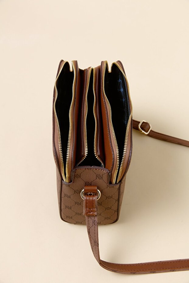 Dokulu Çapraz Askılı Çanta Taba - 4