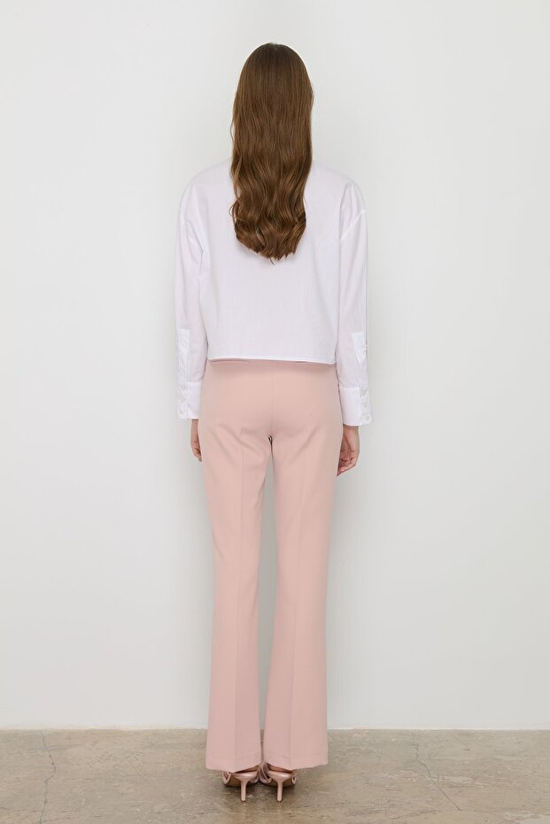 Ütü İzli İspanyol Paça Pantolon Somon - 4