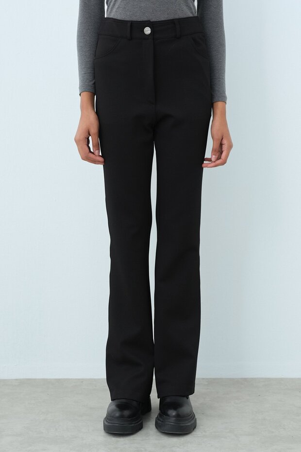 İspanyol Paça Pantolon Siyah - 1