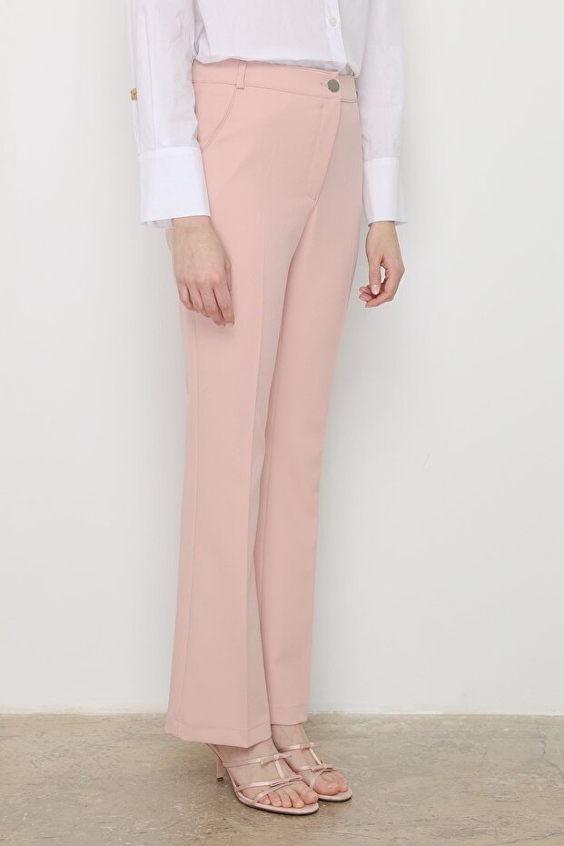Ütü İzli İspanyol Paça Pantolon Somon - 2