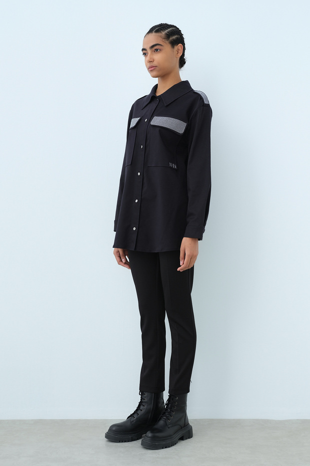 Basic Dar Paça Pantolon Siyah - 4