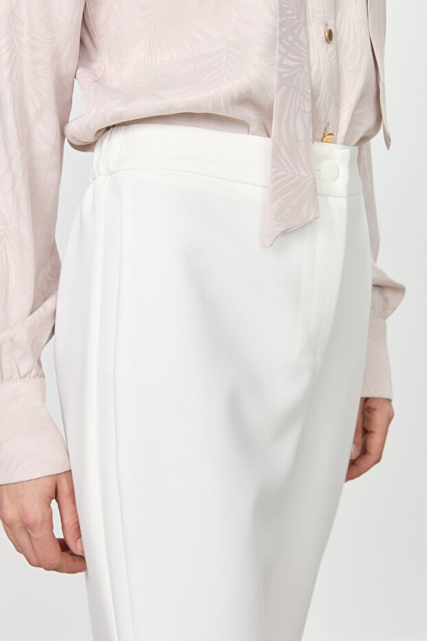 Boru Paça Poly. Viskon Pantolon Ekru - 4