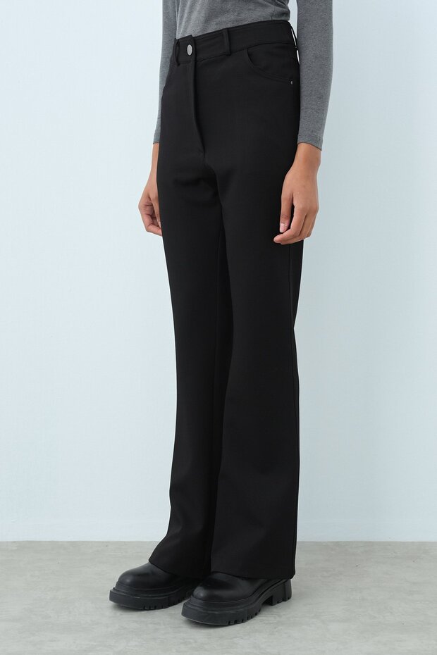 İspanyol Paça Pantolon Siyah - 2