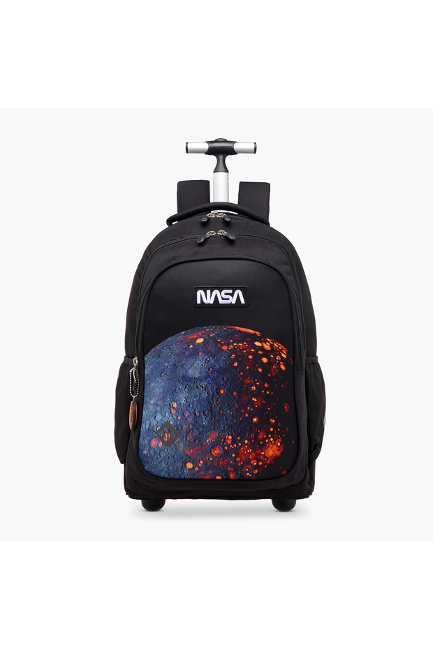 St.Right NASA Print 18-inch Trolley Backpack with Retractable Handle - 32x25x47 cms
