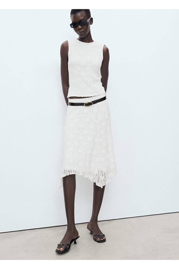 Dantelli midi etek - 2