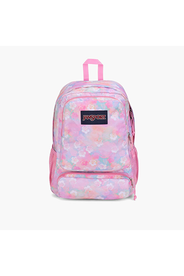 Floral Print Backpack with Adjustable Straps and Zip Closure - 76.2x38x33 cms