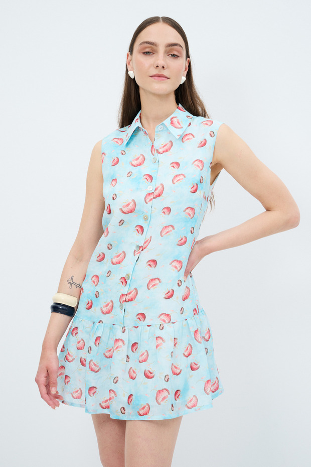 Büzgülü Mini Elbise - 2