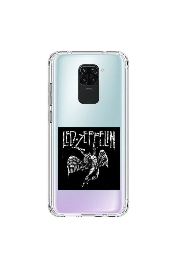 حافظة شفافة متوافقة مع هاتف Xiaomi Redmi Note 9 مع تصميم Led Zeppelin