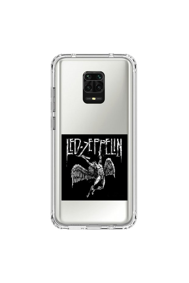 حافظة شفافة متوافقة مع هاتف Xiaomi Redmi Note 9 Pro مع تصميم Led Zeppelin