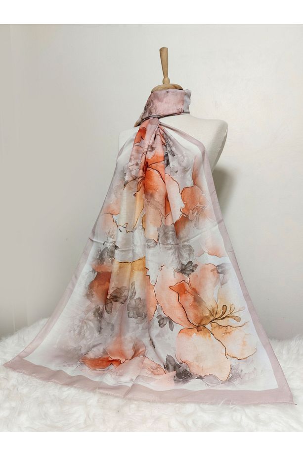 Desenli Soft Pamuklu Şal Çiçekli Model - 2