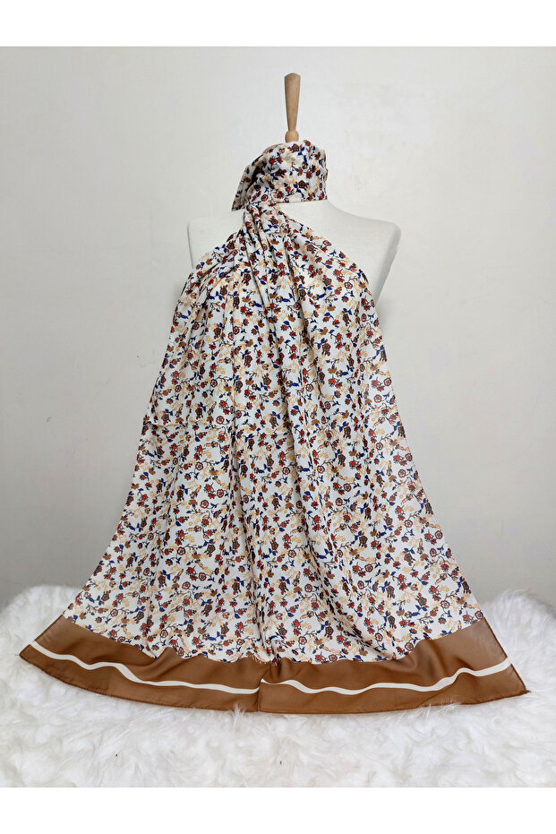 شال شيفون منقوش موديل زهور - 1