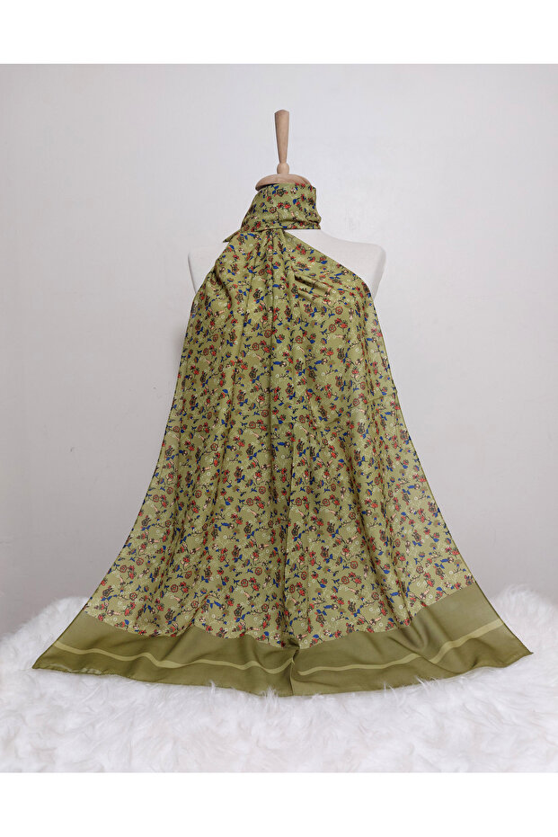 شال شيفون منقوش موديل زهور - 1