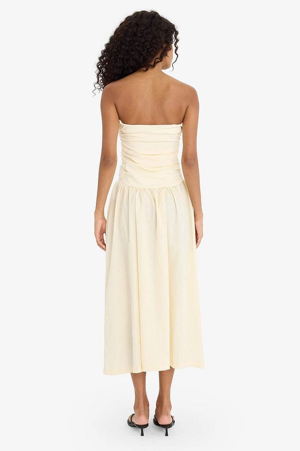 Straplez Poplin Midi Elbise F7247AX25SM - 7