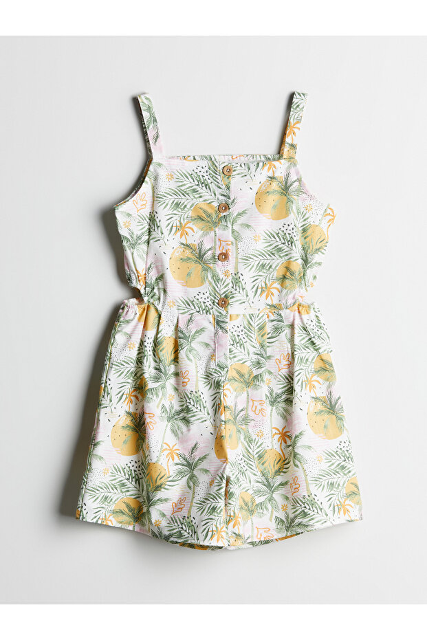 Square Collar Girl's Jumpsuit