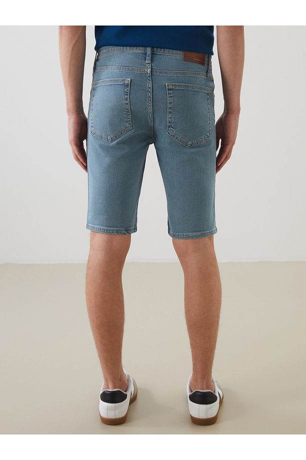 Süper Skinny Fit Erkek Jean Şort - 4