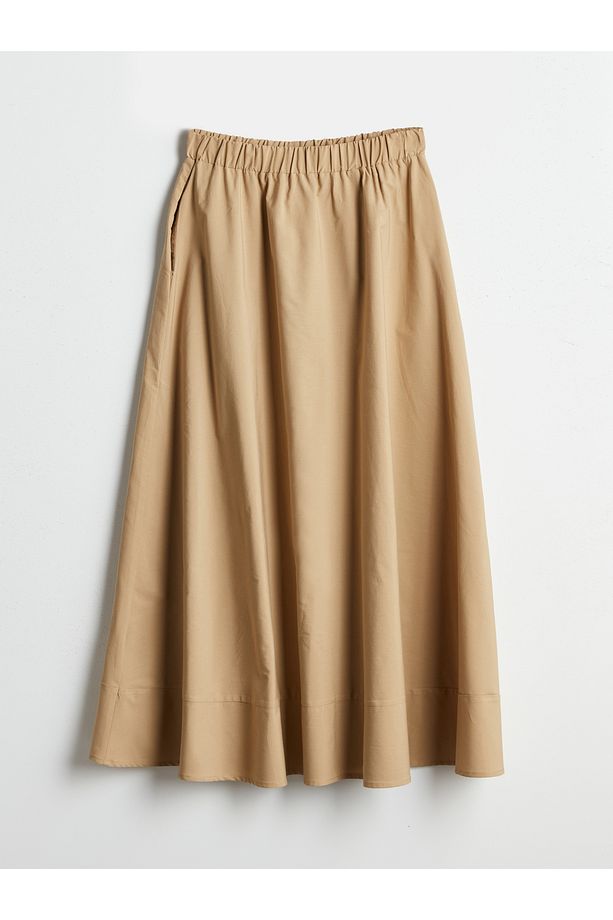 Beli Lastikli Poplin Kloş Etek - 5