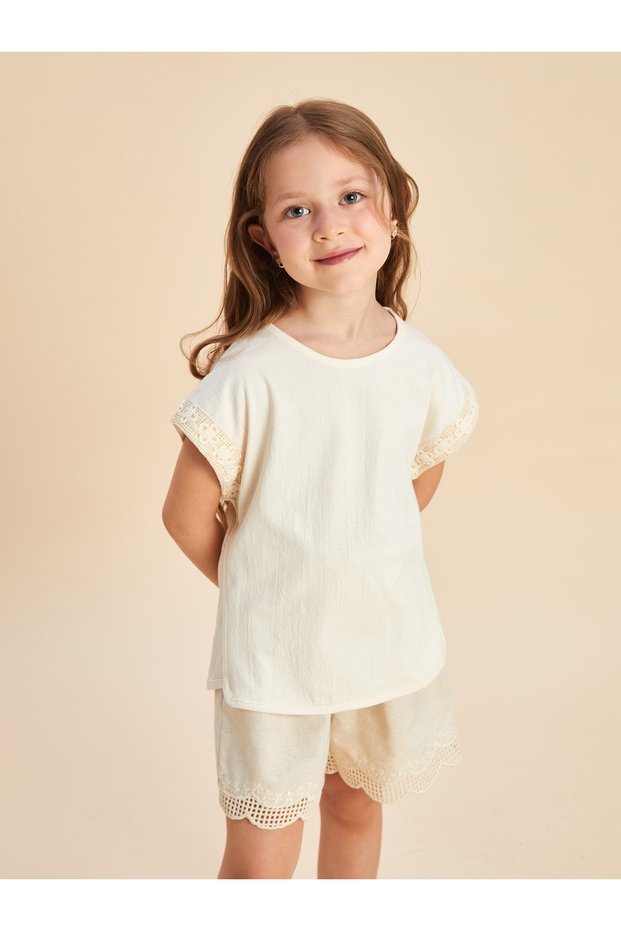 Crew Neck Basic Girls' Blouse