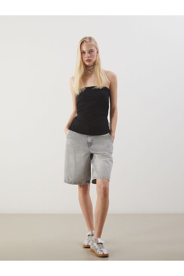 Bermuda Fit Kadın Jean Şort - 1