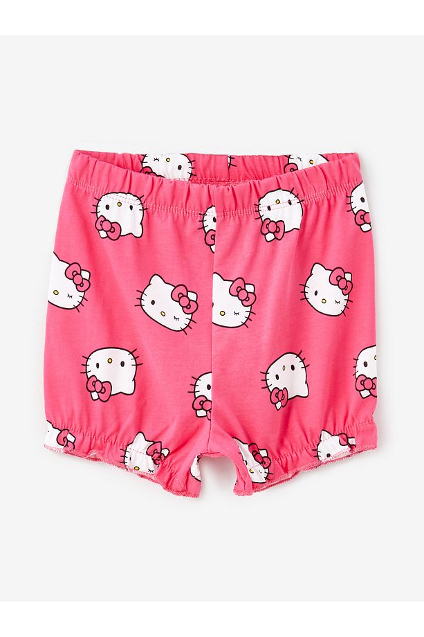 Bisiklet Yaka Hello Kitty Baskılı Kız Bebek Şortlu Pijama Takımı - 3