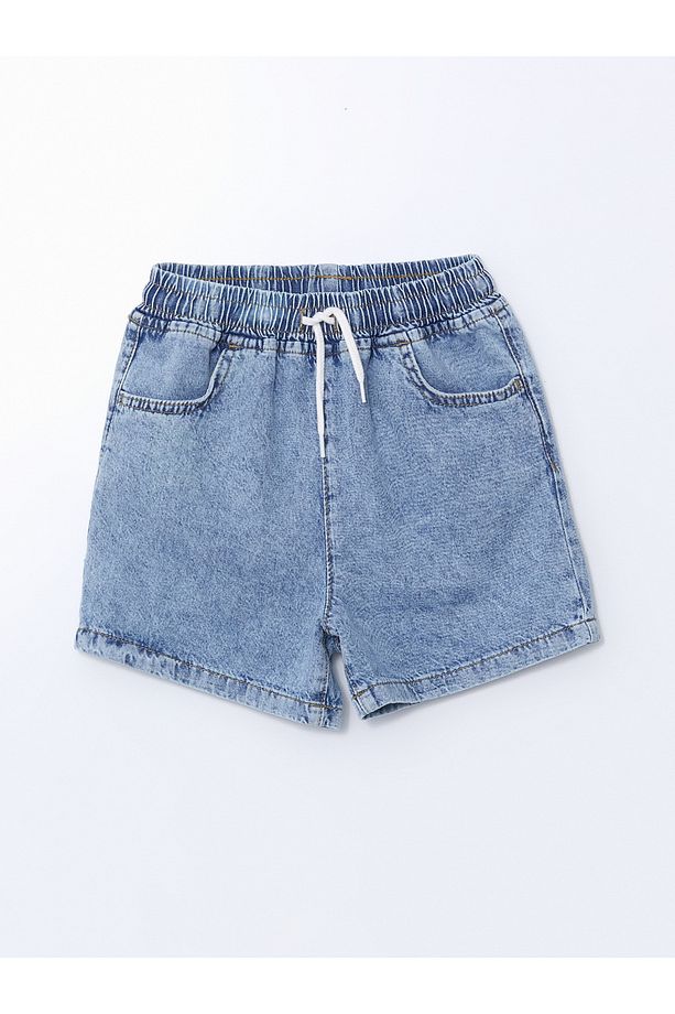 Beli Lastikli Kız Çocuk Jean Şort - 1