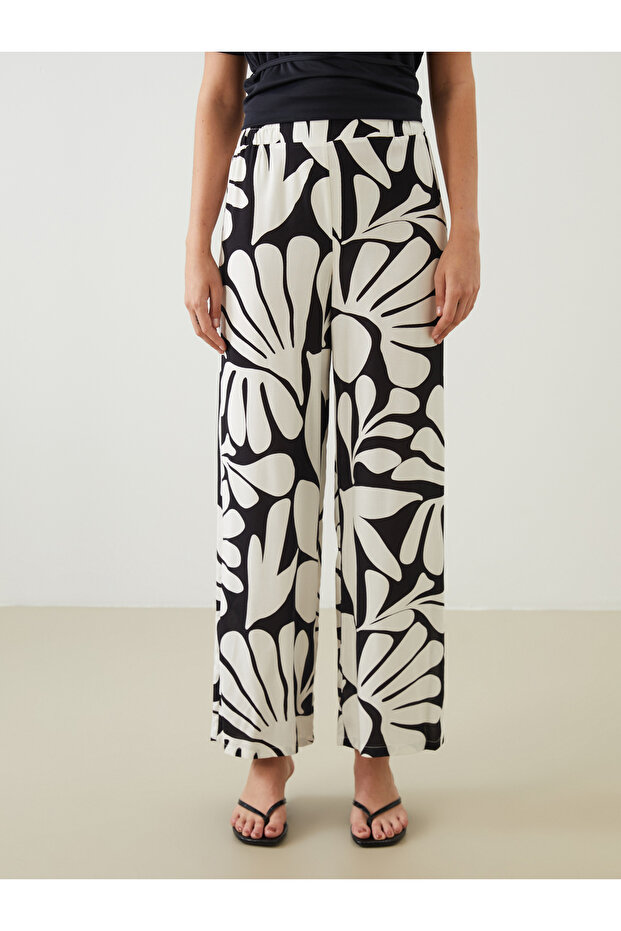 Gemusterte Damenhose mit elastischem Bund - 2