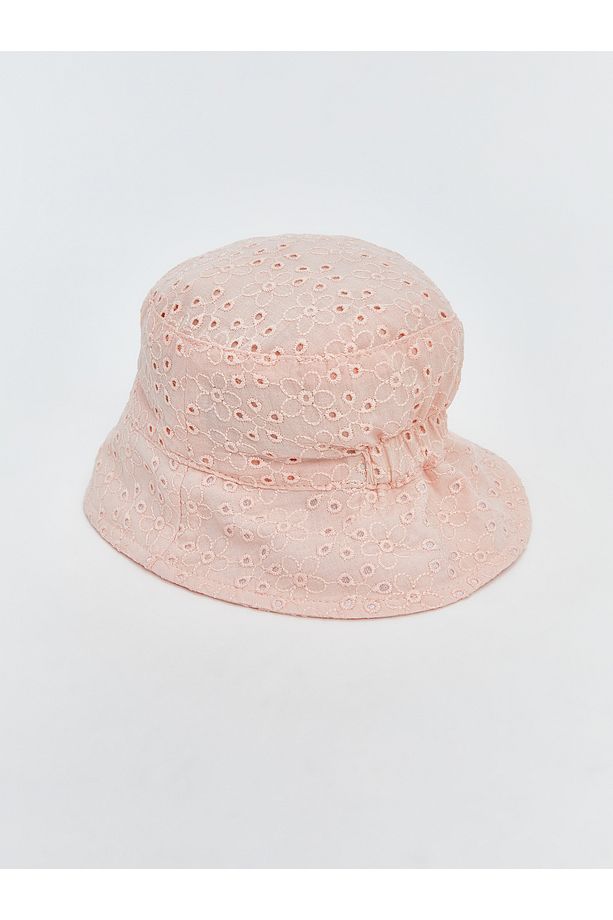 Çiçek Nakışlı Kız Bebek Bucket Şapka - 2
