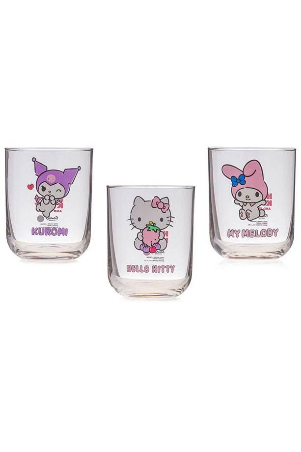 Karişik Hello Kitty Baskılı Cam Su Bardağı 4'lü 350 ml - 6
