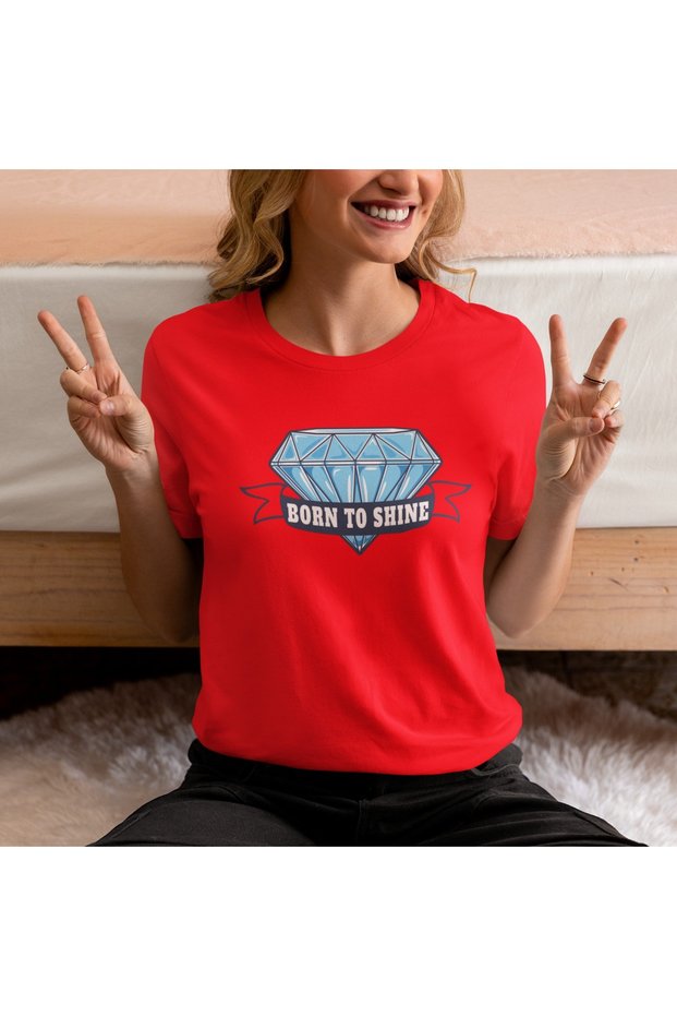 Unisex Men/Women Diamond Born to Shine Color Printed Oversize 100% Cotton T-Shirt