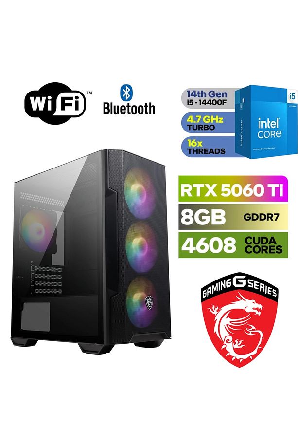 GAMİNGPCDDR5 -RTX 5060Tİ 8GB - İNTEL CORE İ5 14400F - 32 GB DDR5 RAM - 1 TB M.2 SSD - WİNDOWS 11 PRO - 1