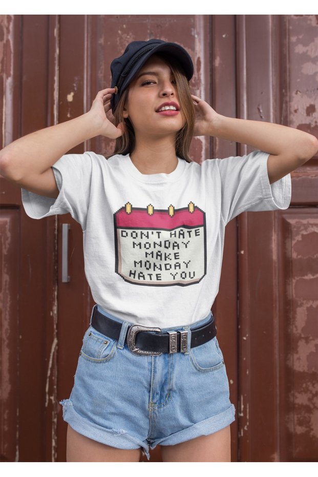 Unisex Men/Women Monday Calendar Printed Color Printed Oversize 100% Cotton T-Shirt