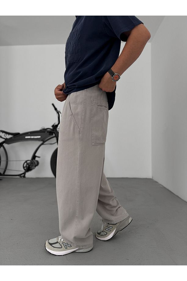 Gri Rahat Kalıp Cep Detaylı Pantolon C-6517 - 4