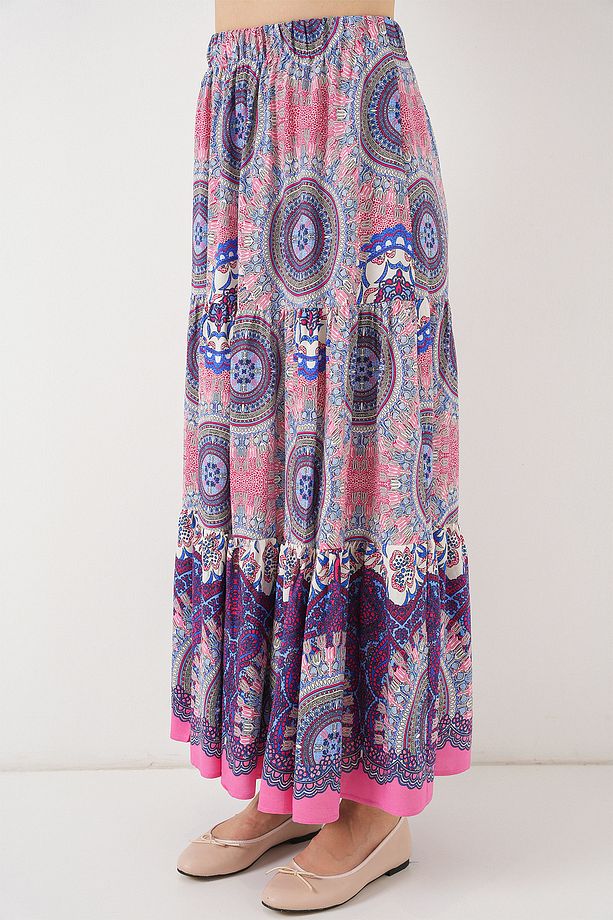1898 Desenli Uzun Etek - Pembe - 2
