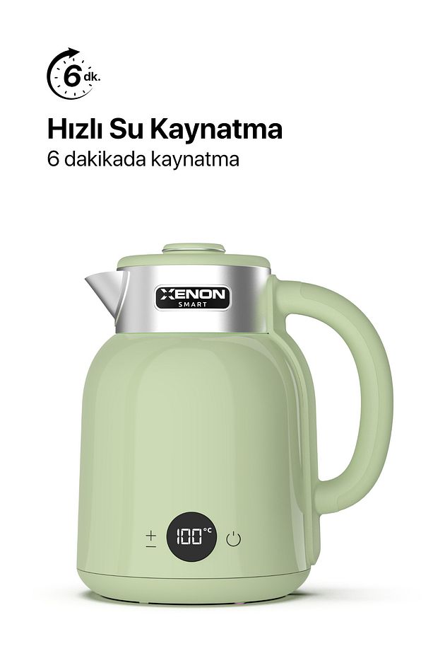 Akıllı Kettle Çelik 1.5 Lt Wi-fi 2200 W App Ile Kontrol Sesli Asistan Desteği Su Isıtıcı Yeşil X7101 - 4
