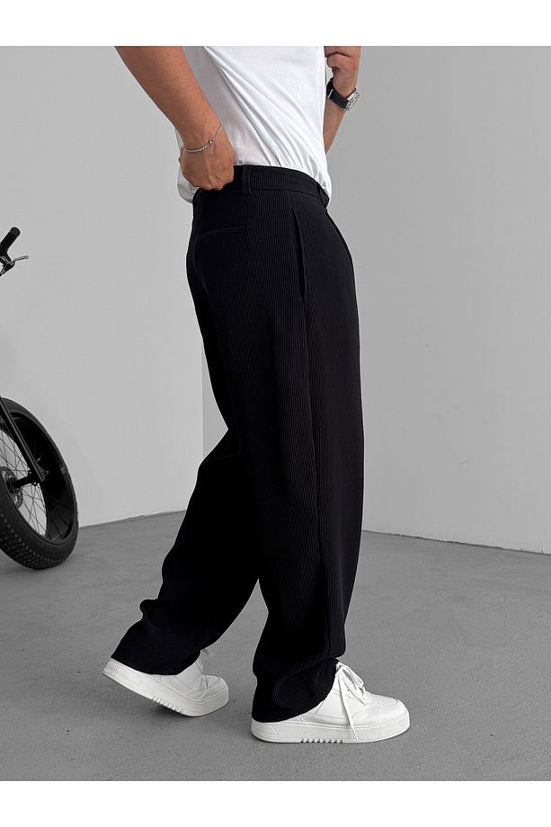 Siyah Likralı Fitilli Baggy Pantolon C-06 - 5