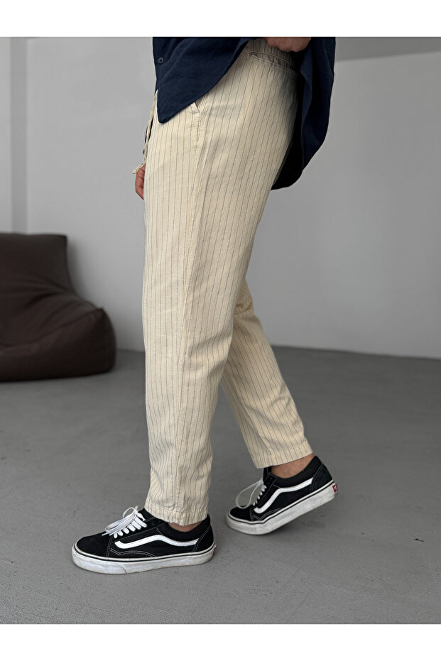 Bej Çizgili Pantolon GJ-16794 - 4