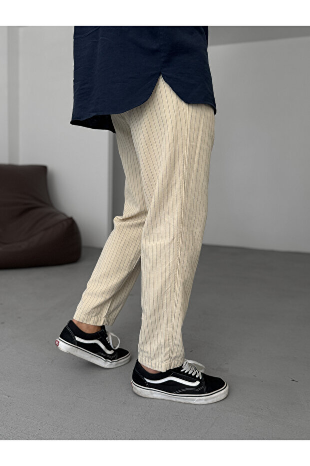 Bej Çizgili Pantolon GJ-16794 - 3