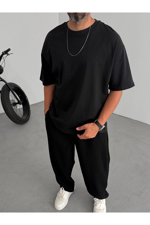 Siyah Basic Oversize T-Shirt C-055 - 1