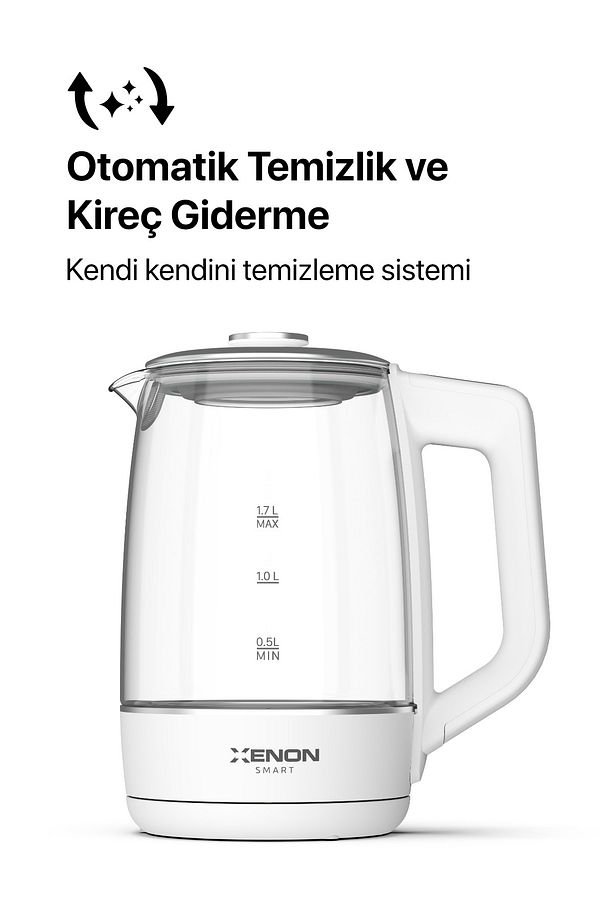 Akıllı Cam Kettle 1.7 lt Wi-Fi 2200 W App Kontrol Sesli Asistan Desteği Cam Su Isıtıcı Beyaz X7103 - 5