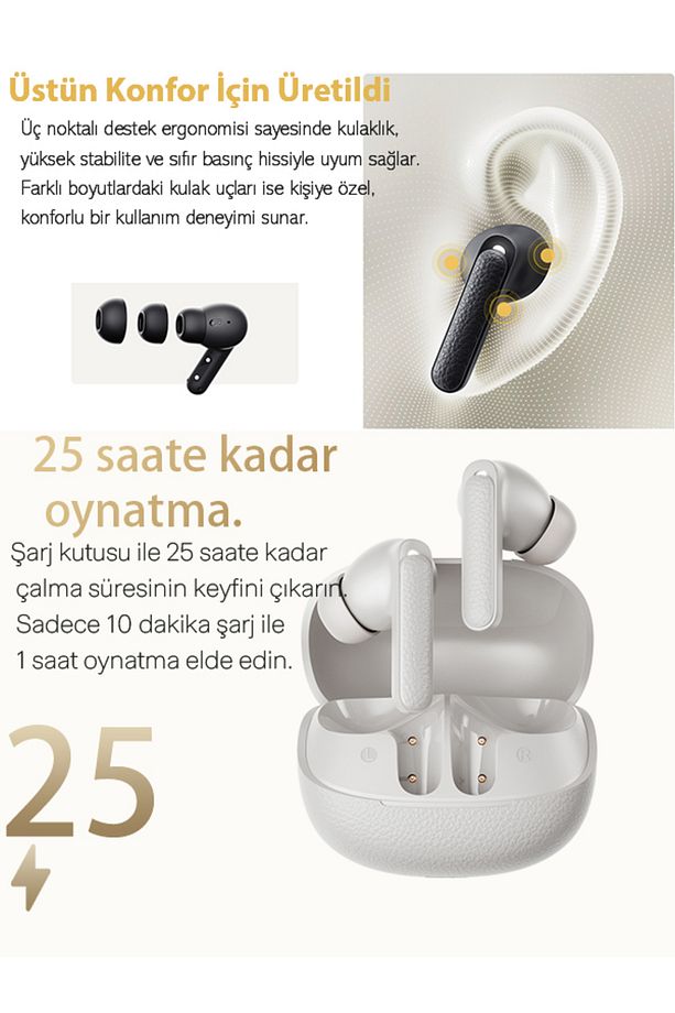 Buds Anc Ht15 Bluetooth Kulaklık 45 Db. Anc 6 Mikrofon Enc - Çift Cihaz Gürültü Engelleme Ipx4 - 4