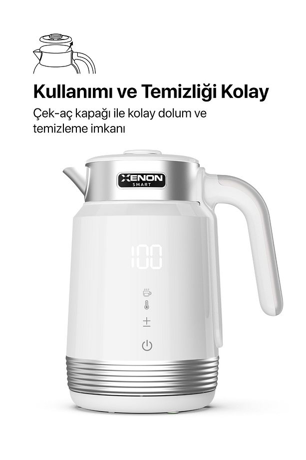Akıllı Kettle Çelik 1.7 Lt Wi-fi 2200 W Mobil App Kontrol Led Sesli Asistan Desteği Su Isıtıcı X7102 - 6